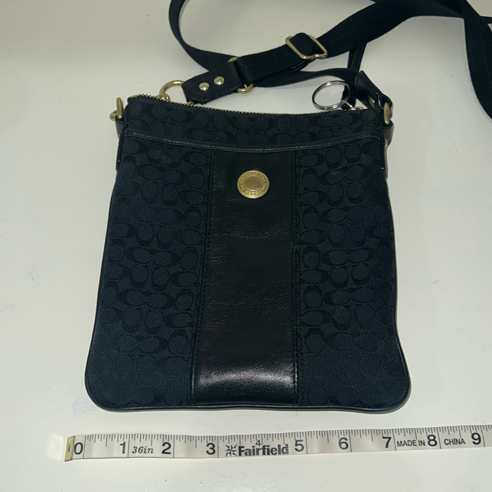 Coach crossbody black canvas & leather trim